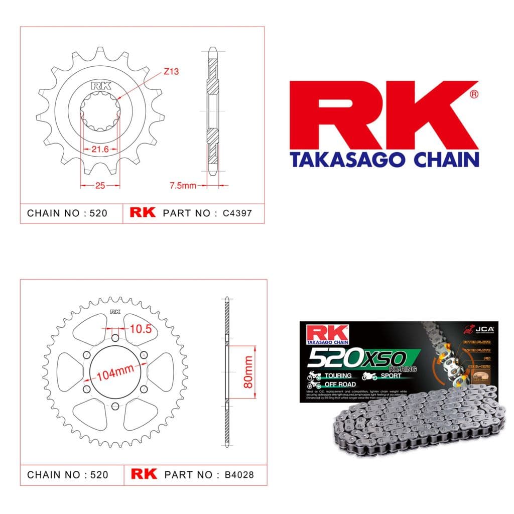 Kawasaki ZX-6 R 636 Rk X-ring Zincir Dişli Set 520 XSO-16/43T