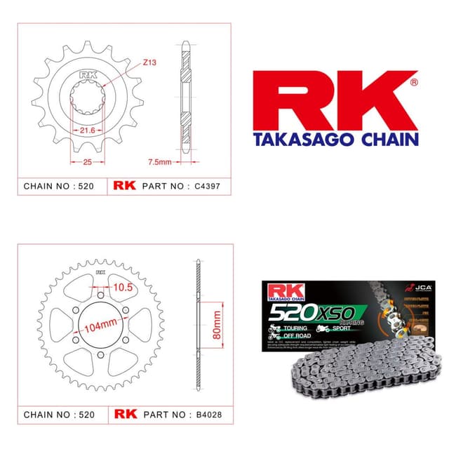 Kawasaki ZX-6 R 636 Rk X-ring Zincir Dişli Set 520 XSO-16/43T