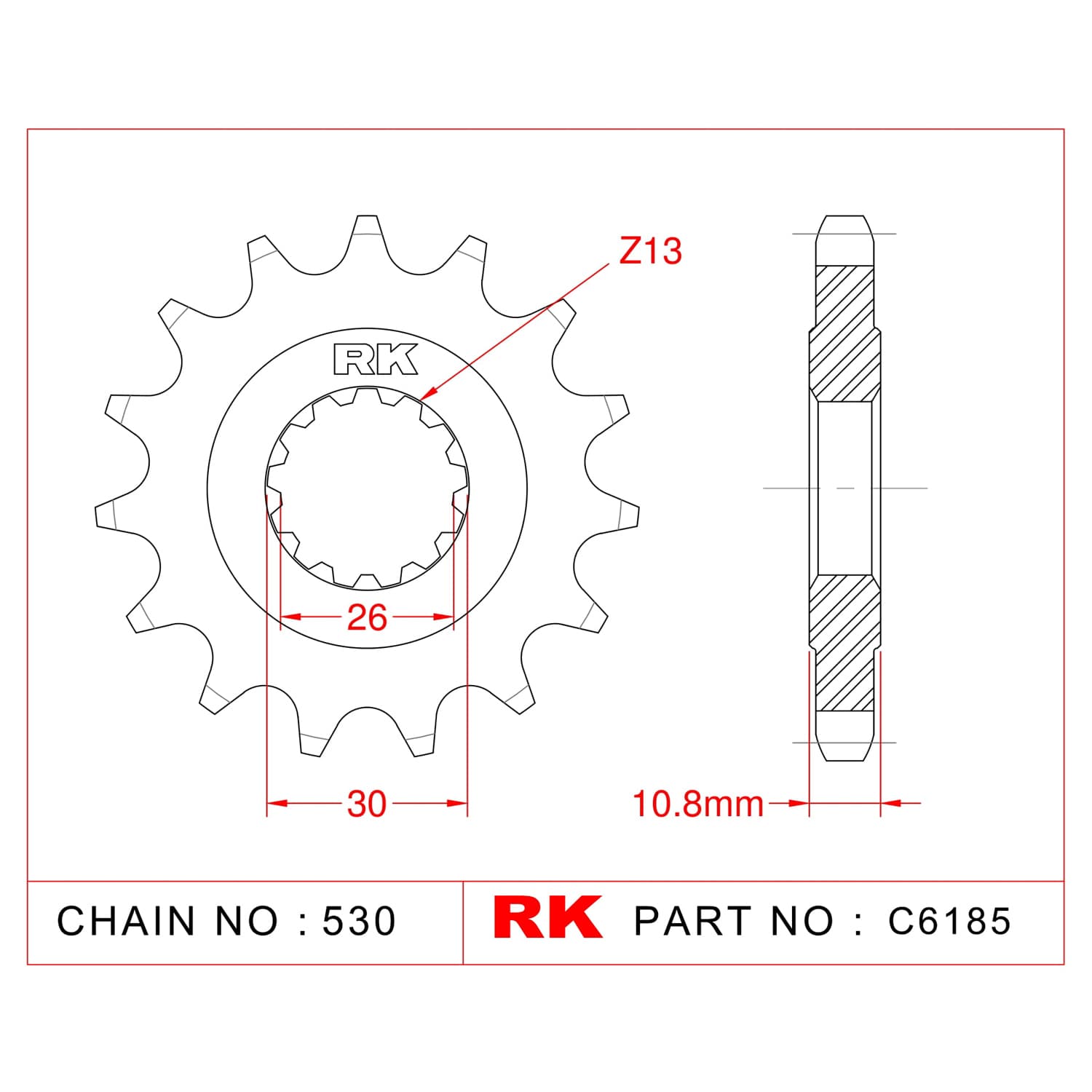 Yamaha XJR 1300 RK Çelik Ön Dişli C6185-17