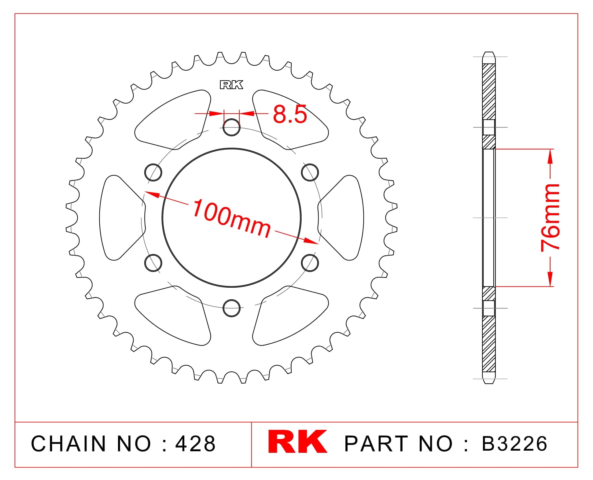 Yamaha YZF 125 R RK Çelik Arka Dişli B3226-48