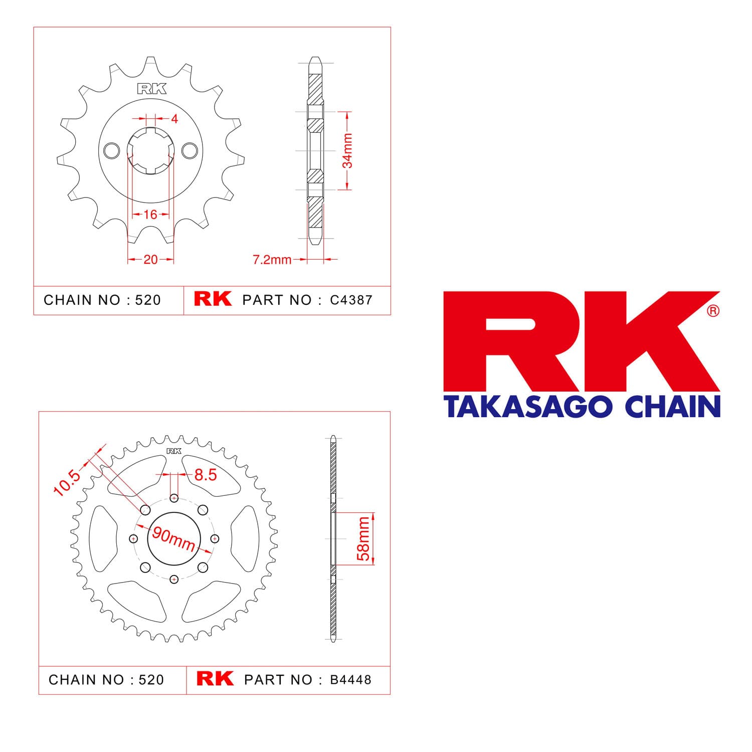 Ktm DUKE 200 Rk Ön Arka Dişli 520 - 14/41 T - görsel 2