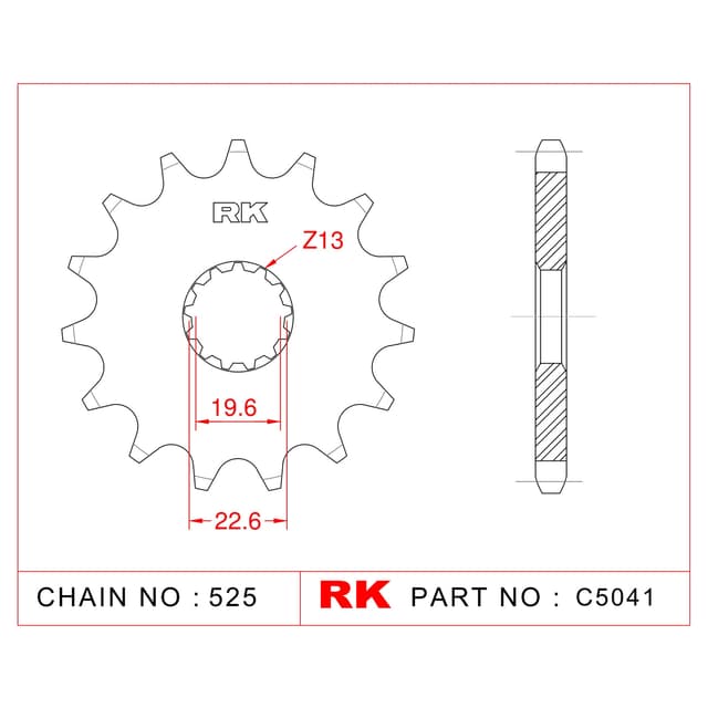 Triumph 675 DAYTONA R RK Çelik Ön Dişli C5041-16