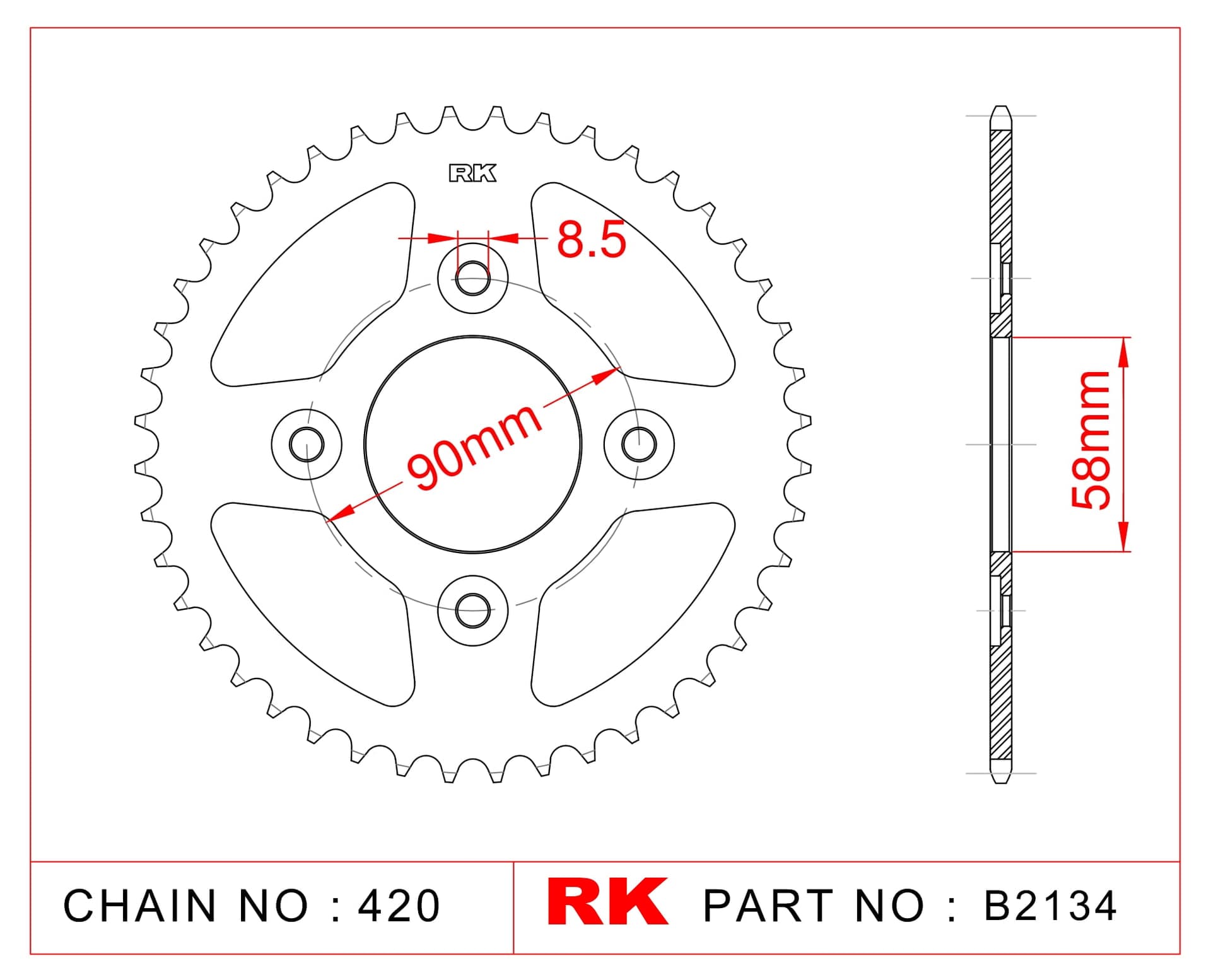 Honda MSX 125  Arka RK Çelik Arka Dişli B2134-34