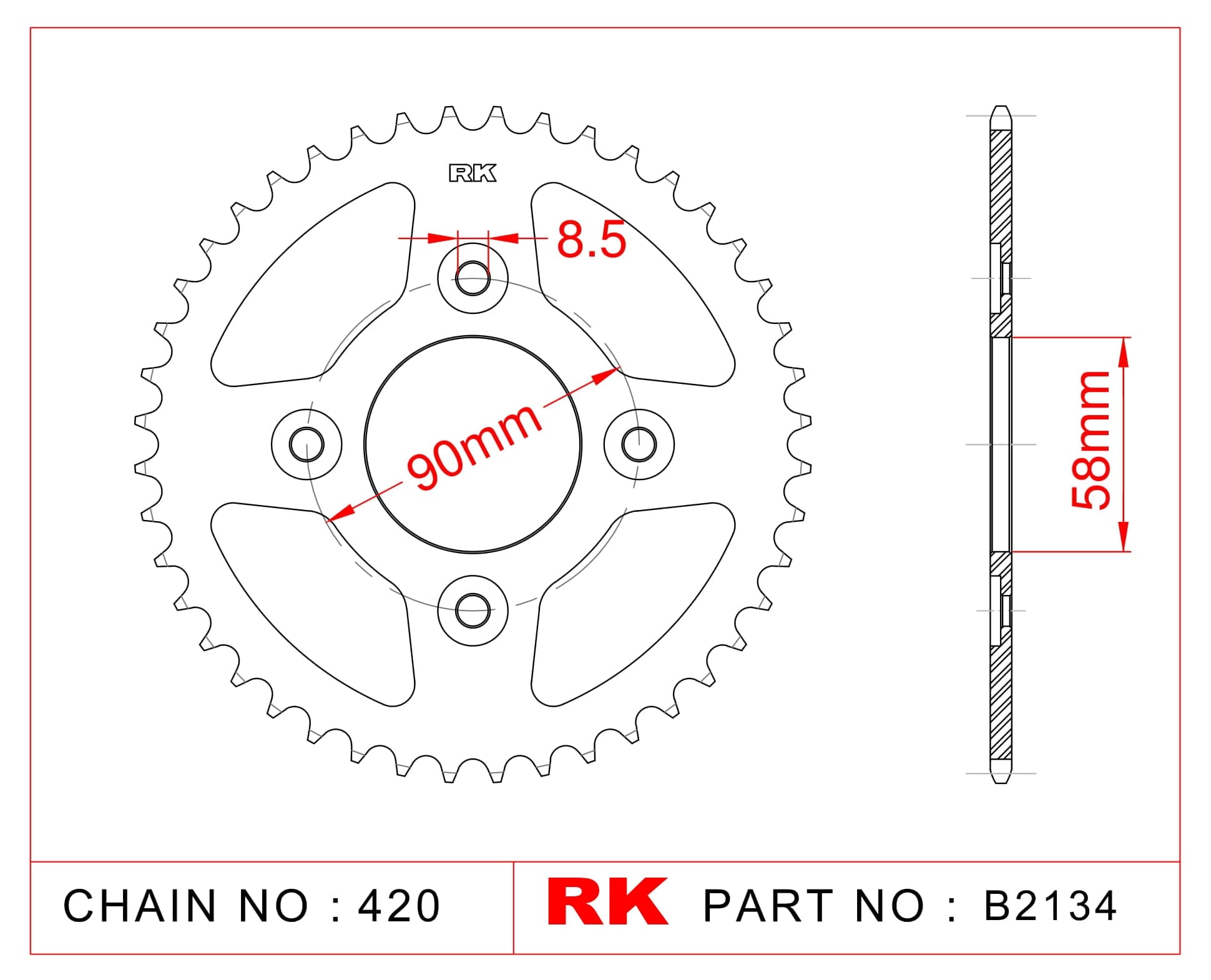 Honda MSX 125  Arka RK Çelik Arka Dişli B2134-34