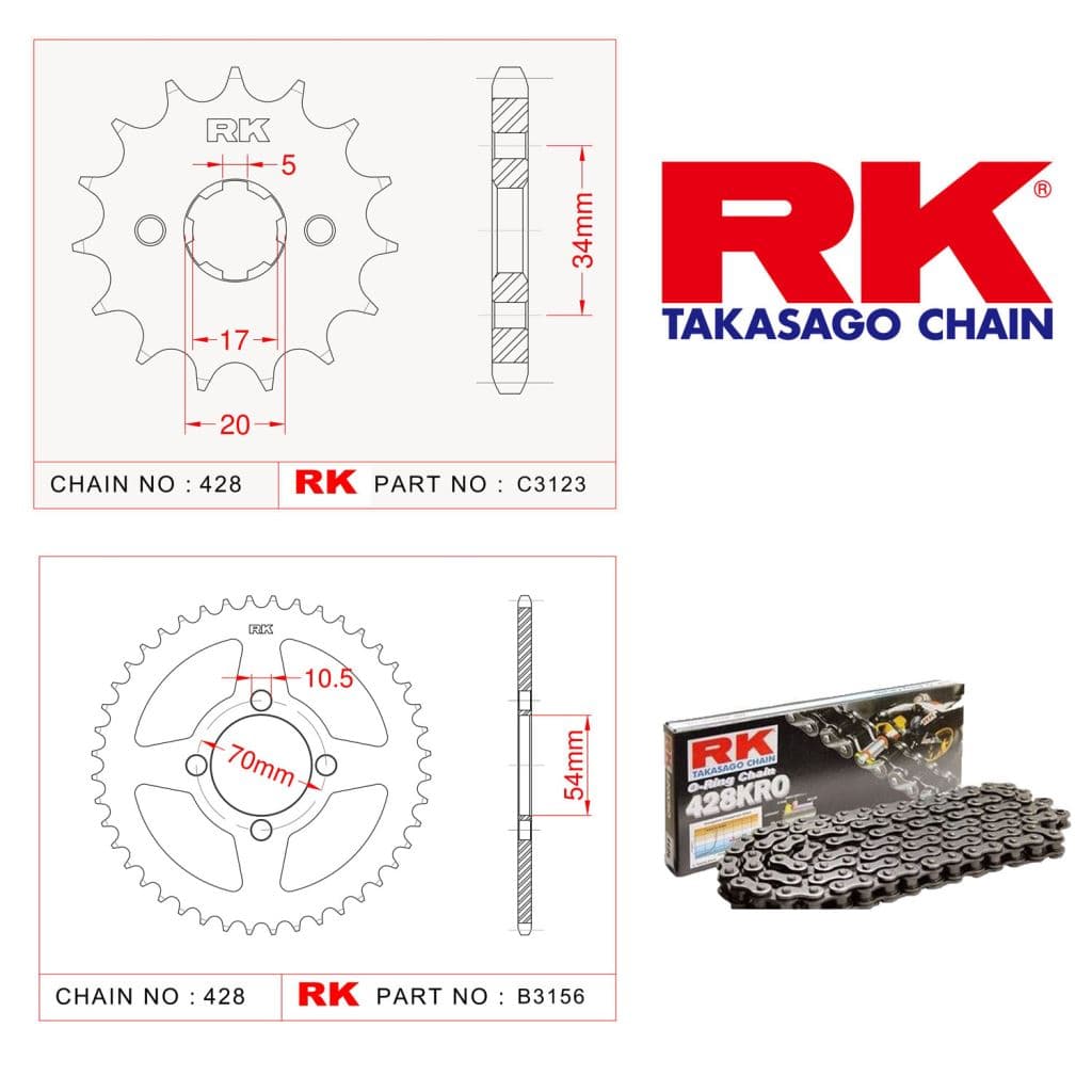 Honda CBR 125 R Rk O-ring Zincir Dişli Set 428 SO-15/42T