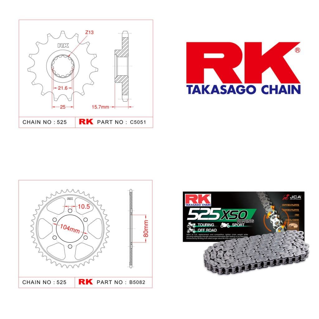 Kawasaki ZX-6 R NINJA Rk X-ring Zincir Dişli Set 525 XSO-15/40T