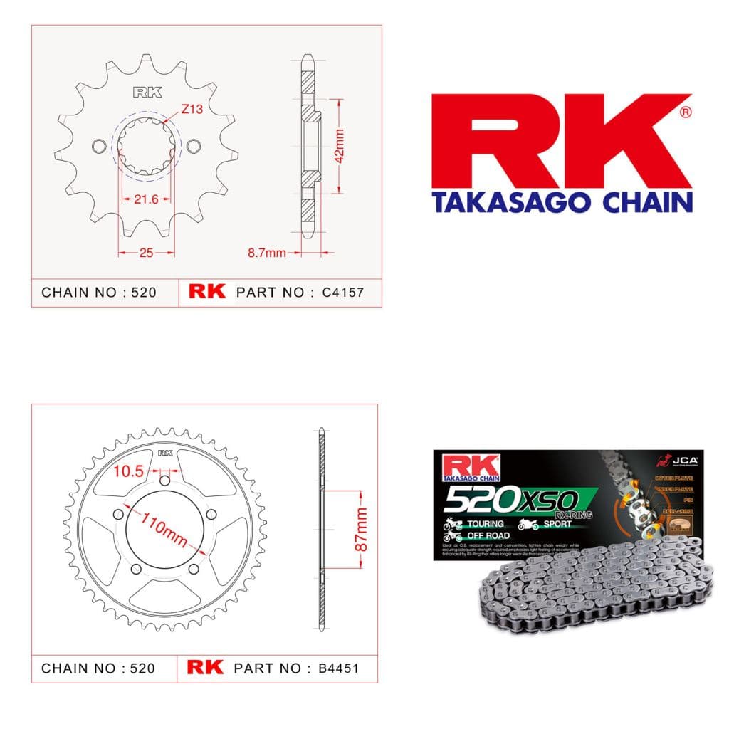 Suzuki GS 500 E Rk X-ring Zincir Dişli Set 520 XSO-16/39T