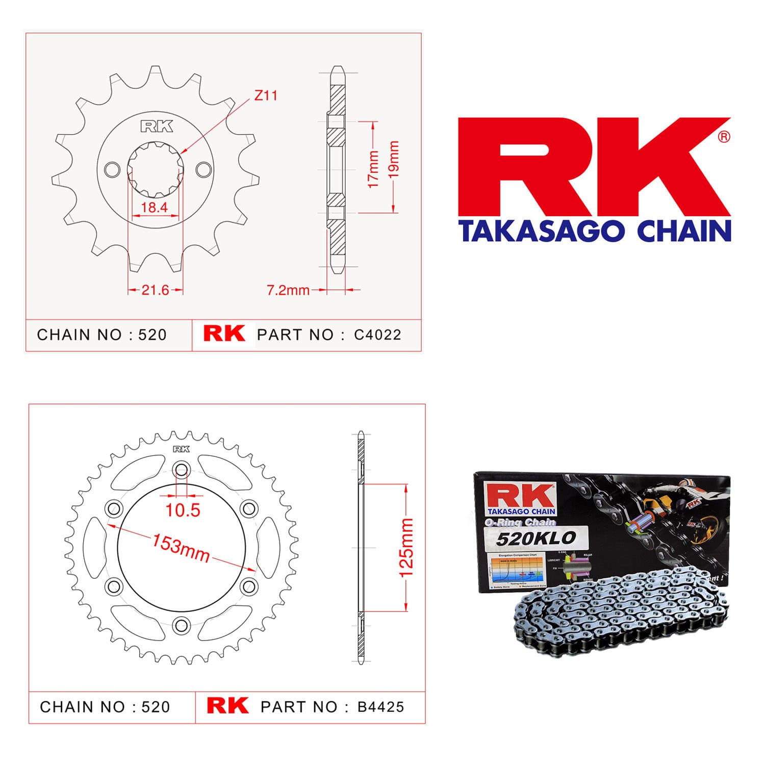 Honda CRF 250 L Rk Zincir Dişli Set 520 KLO O-Ring 14/40T