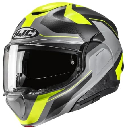 HJC F100 Bios MC3HSF Çene Açılır Motosiklet Kaskı Gri Neon Sarı