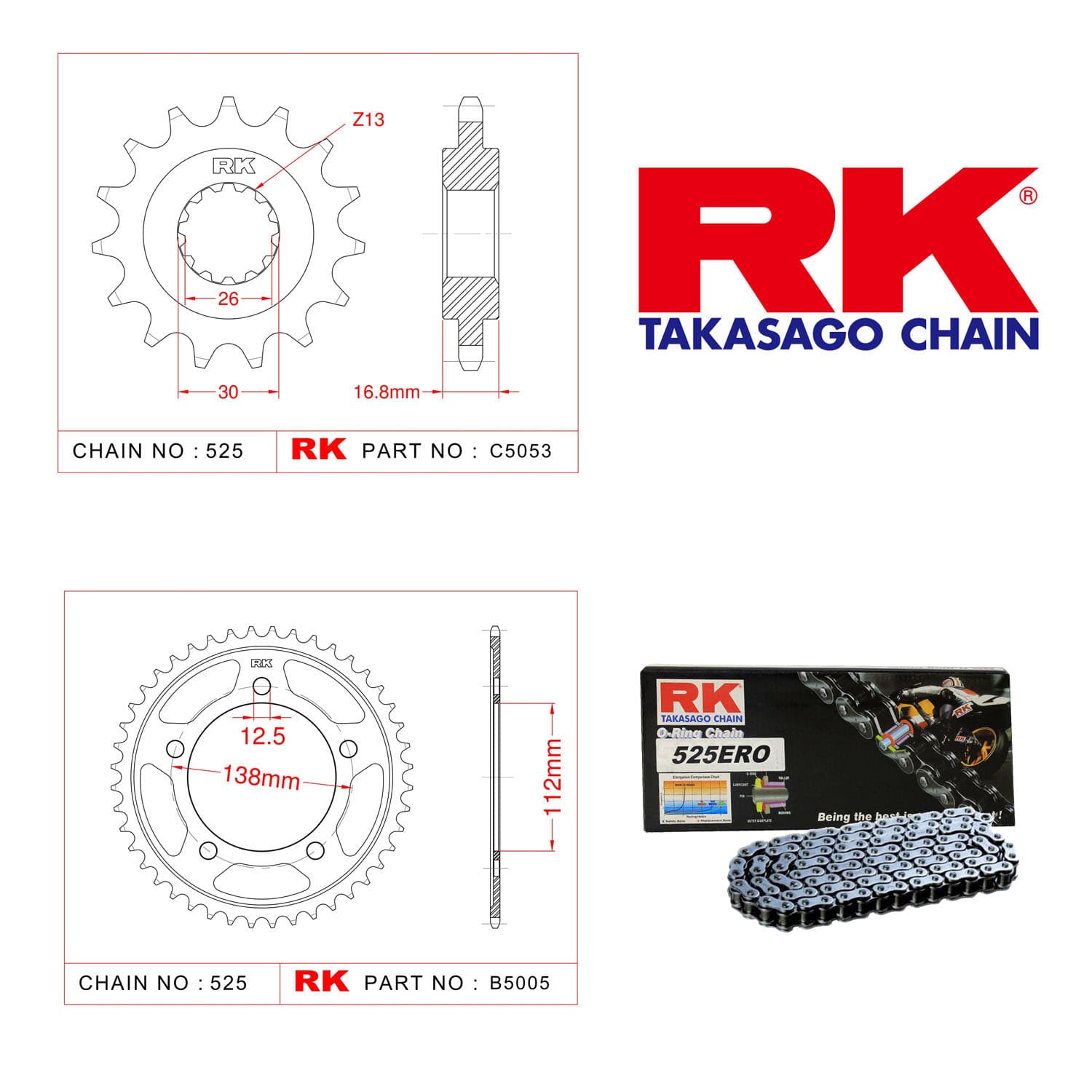 Honda CBR 600 F Rk Zincir Dişli Set 525 ERO O-Ring 16/43T