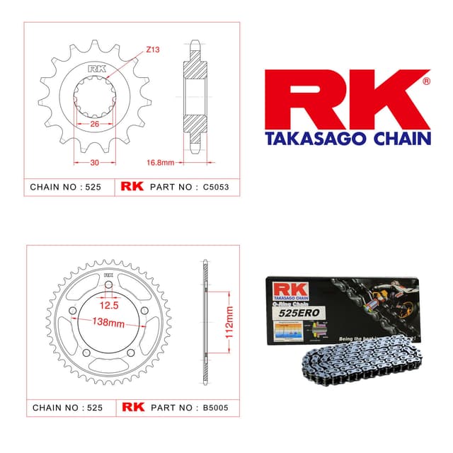 Honda CBR 600 F Rk Zincir Dişli Set 525 ERO O-Ring 16/43T