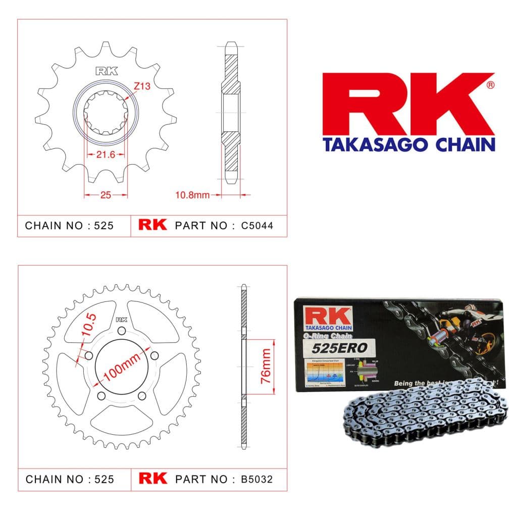 Benellı TNT 250 Rk O-ring Zincir Dişli Set 525 ERO 108 L-14/44T