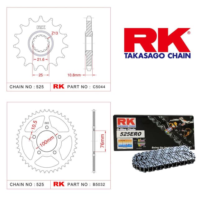 Benellı TNT 250 Rk O-ring Zincir Dişli Set 525 ERO 108 L-14/44T
