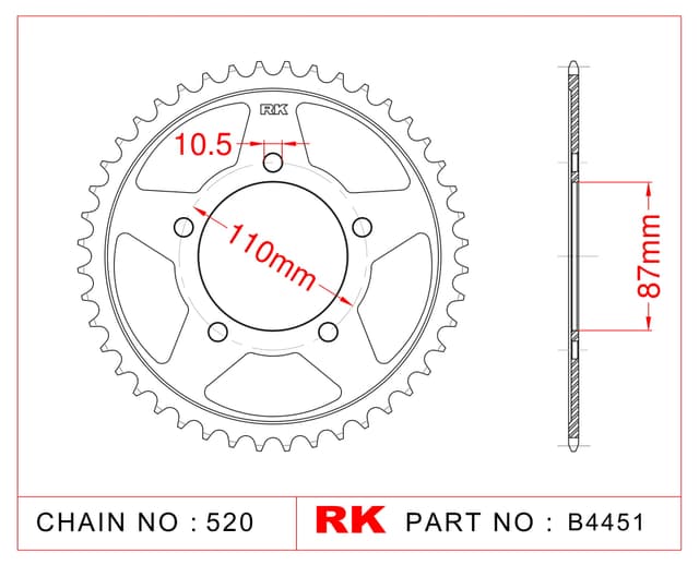 Suzuki GSX-R 250 RK Çelik Arka Dişli B4451-46