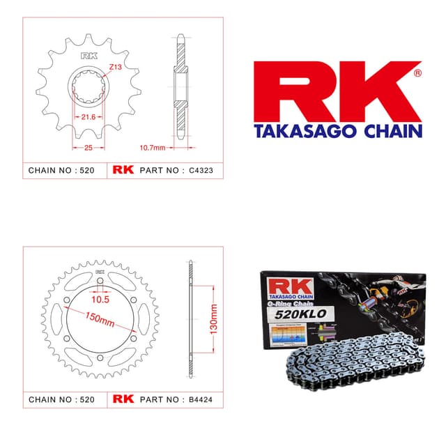 Yamaha XJ 600 S DIVERSION Rk Zincir Dişli Set 520 KLO O-Ring 16/46T