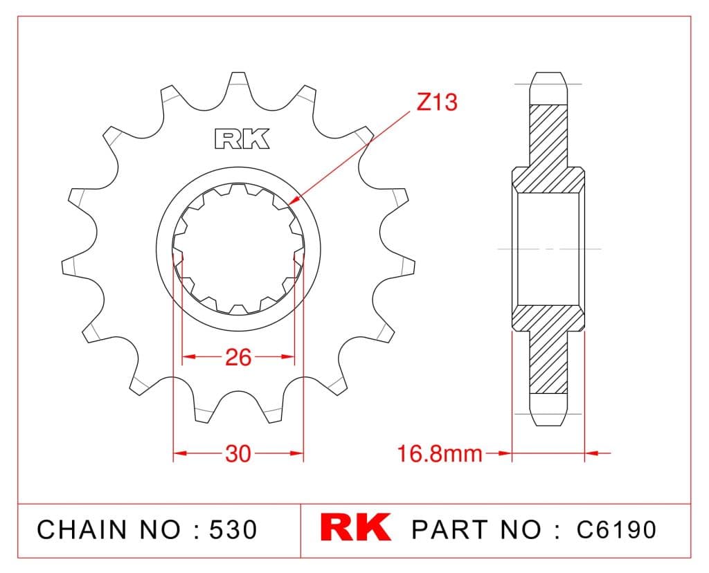 Honda CBR 900 RR RK Çelik Ön Dişli C6190-15