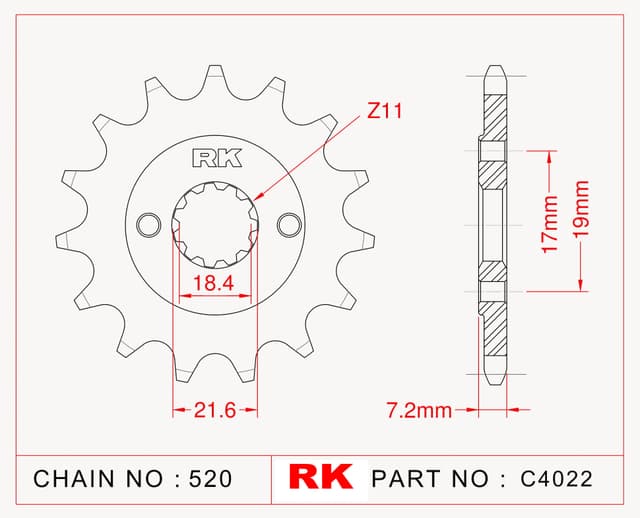 Honda XR 250 R RK Çelik Ön Dişli C4022-13