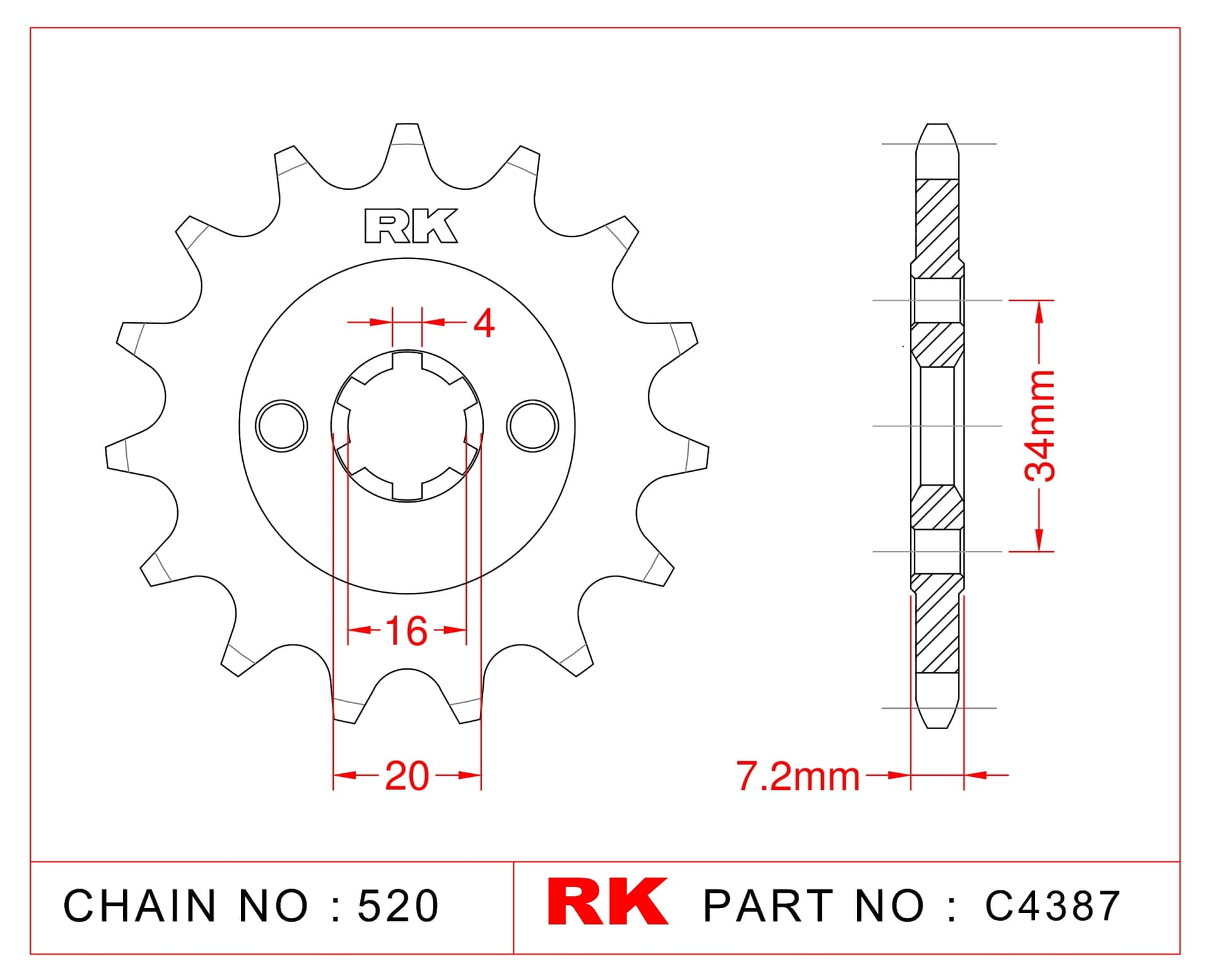 Ktm DUKE 200 RK Çelik Ön Dişli C4387-14