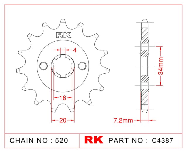 Ktm DUKE 200 RK Çelik Ön Dişli C4387-14