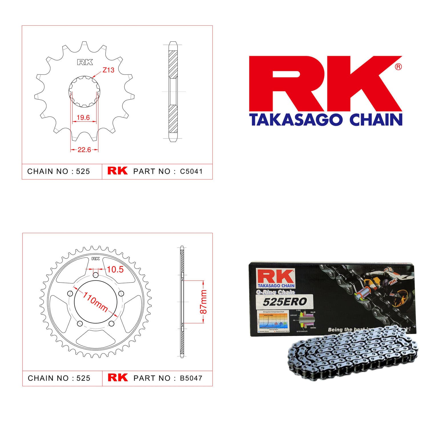 Suzuki GSF 650 BANDIT S Rk Zincir Dişli Set 525 ERO O-Ring 15/48T