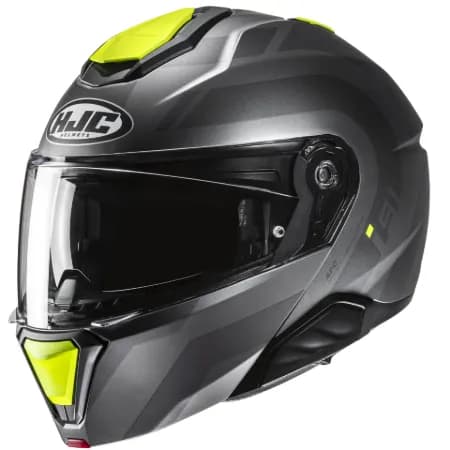 HJC İ91 Arven MC3HSF Çene Açılır Motosiklet Kaskı Gri Neon Sarı