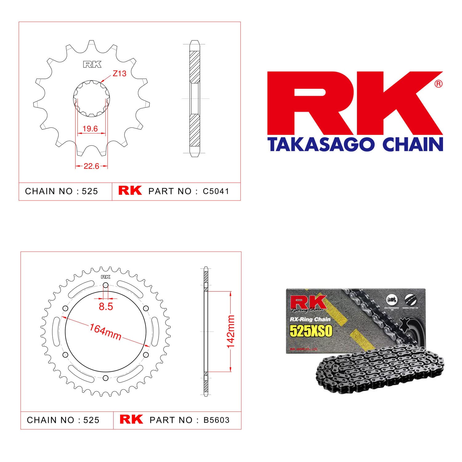 Hyosung GT 650 EFI  Rk Zincir Dişli Set 525 ERO O-Ring 15/44T - görsel 4