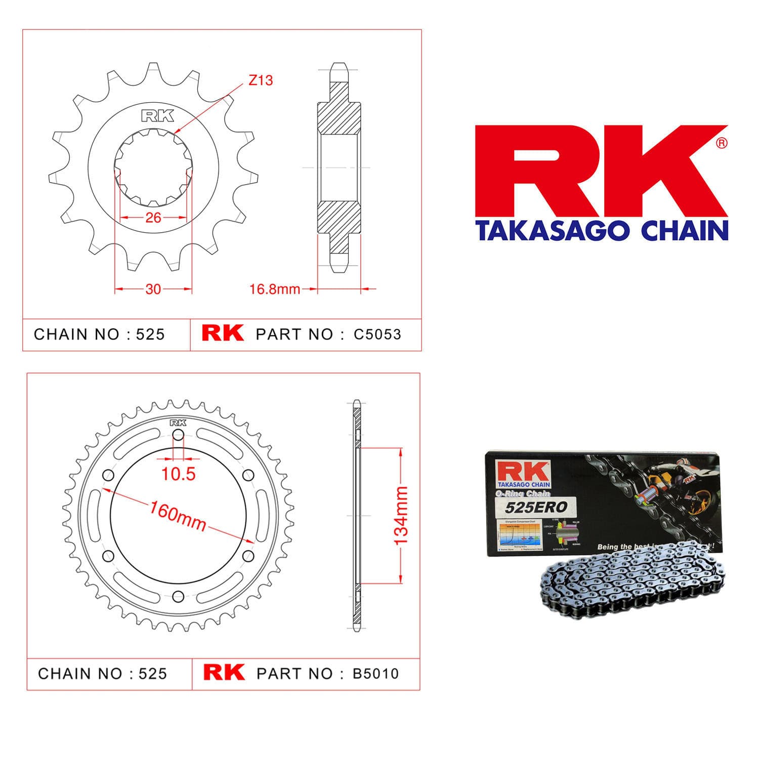Honda CBR 600 F Rk Zincir Dişli Set 525 ERO O-Ring 16/45T