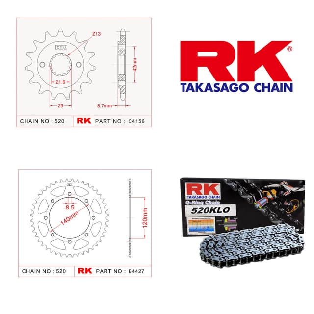 Kawasaki KLE 500 Rk Zincir Dişli Set 520 KLO O-Ring 17/46T