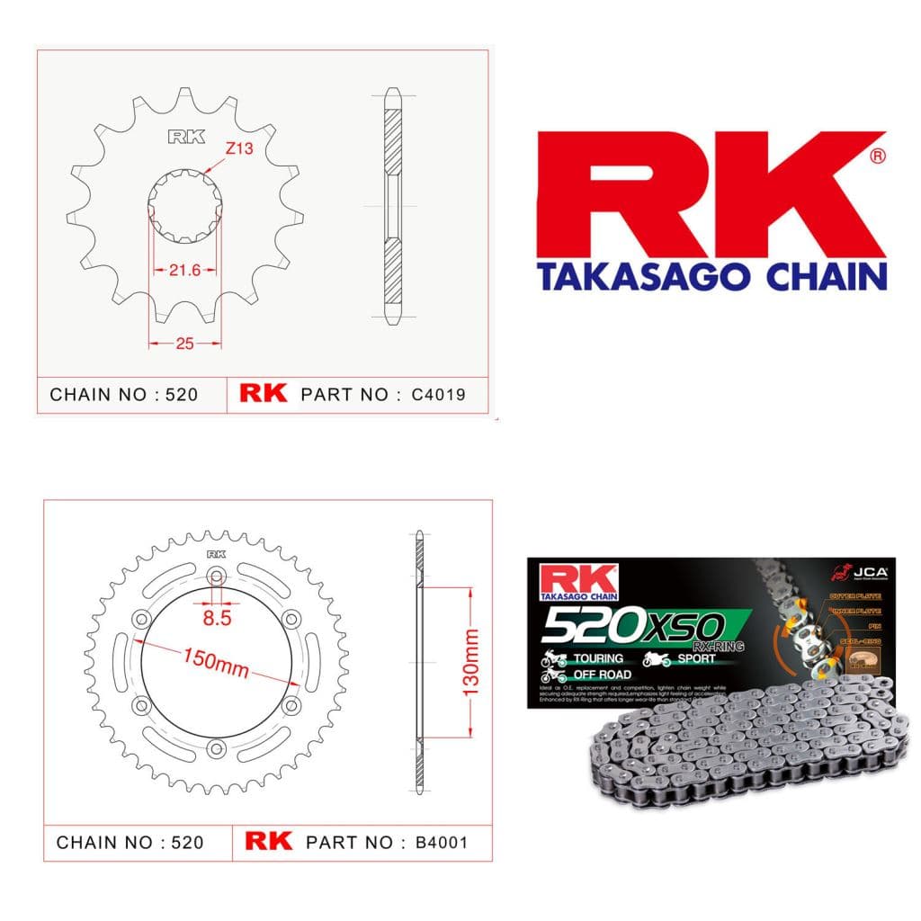 Yamaha WR 450 F Rk Off-Road Zincir Dişli Set 520 MXZ 14/50T