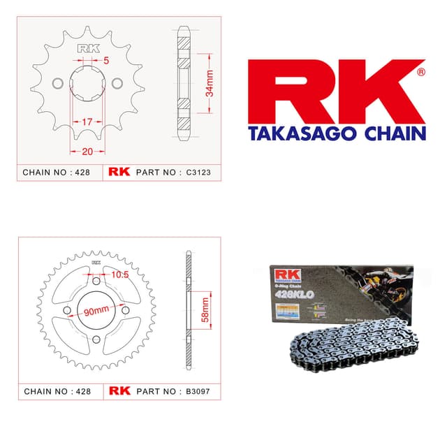 Honda CBR 125 R Rk Zincir Dişli Set 428 KLO O-Ring 15/44T