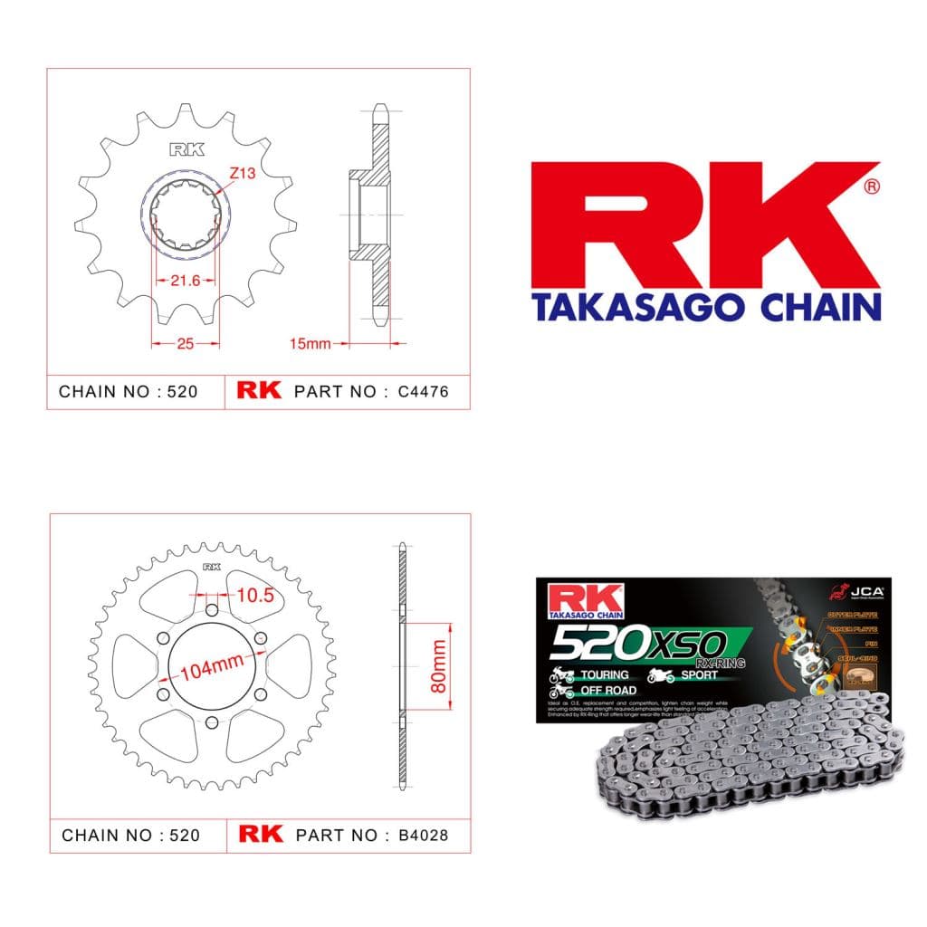 Kawasaki ZX-6 R NINJA Rk X-ring Zincir Dişli Set 520 XSO-15/40T