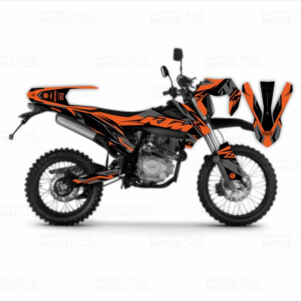 Kuba Race 125 EXC Design Sticker Set Siyah-Turuncu-Gri