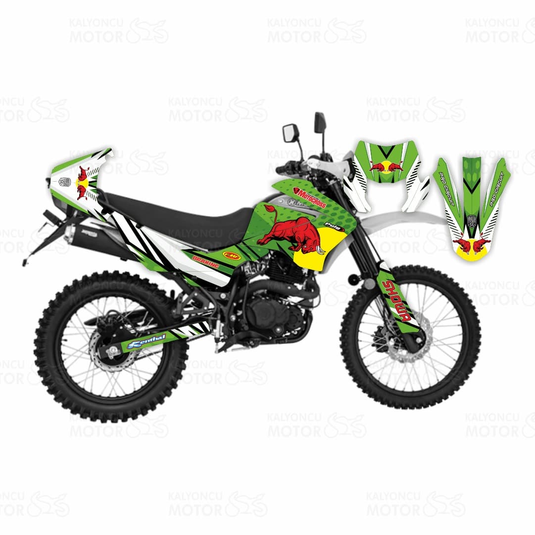 Mondial X-Treme MAX 200 i Bull Design Yeşil Sticker Set (Yeni Model Far)