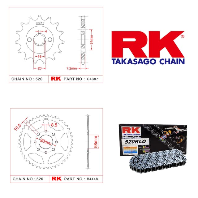 Ktm DUKE 200 Rk Zincir Dişli Set 520 KLO O-Ring 14/41T