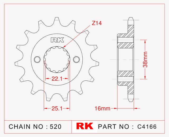 Ducati MONSTER 695 RK Çelik Ön Dişli C4166-15