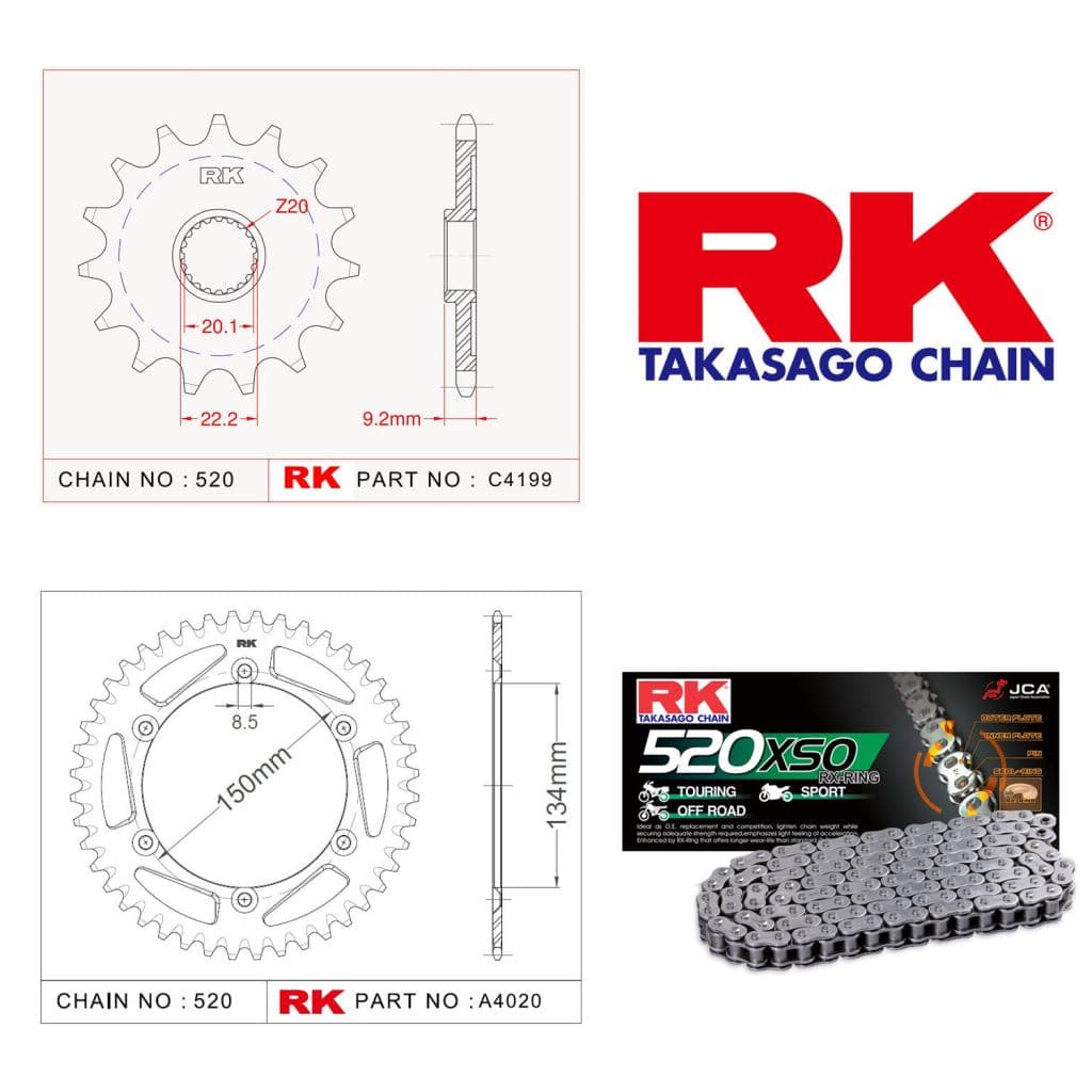 Kawasaki KX 250 F Rk Ön Arka Dişli 520 - 13/50 T - görsel 4