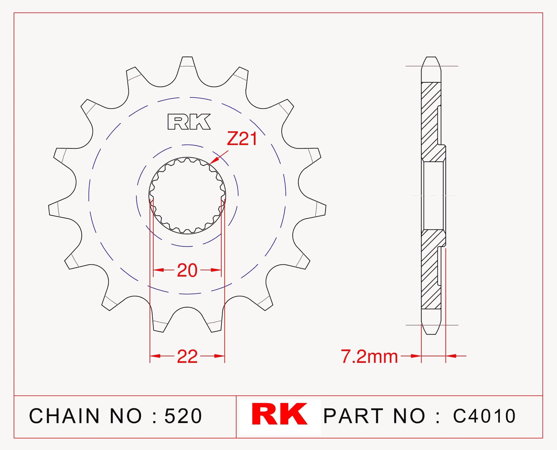 Honda CRF 250 R RK Çelik Ön Dişli C4010-13