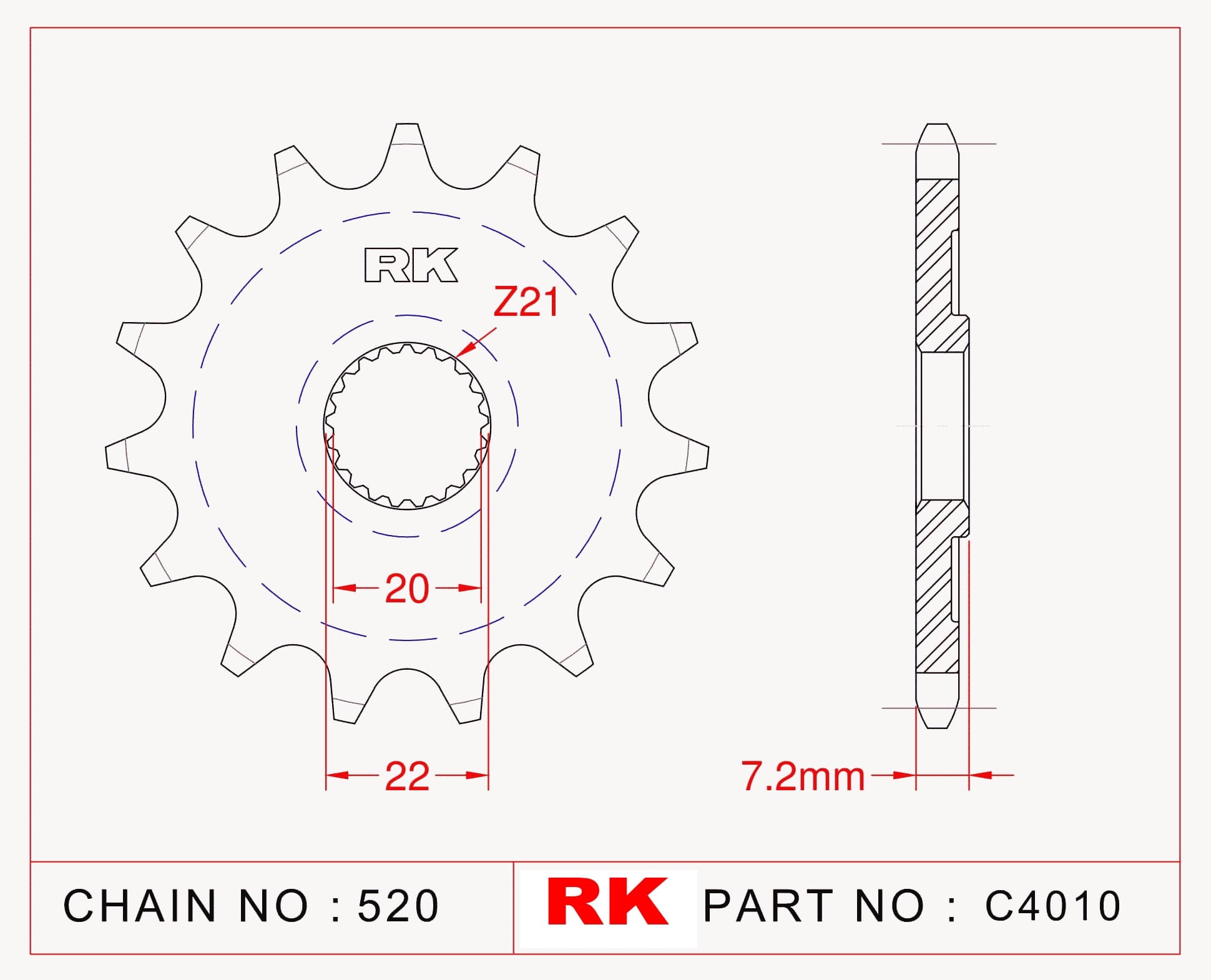 Honda CRF 250 R RK Çelik Ön Dişli C4010-13
