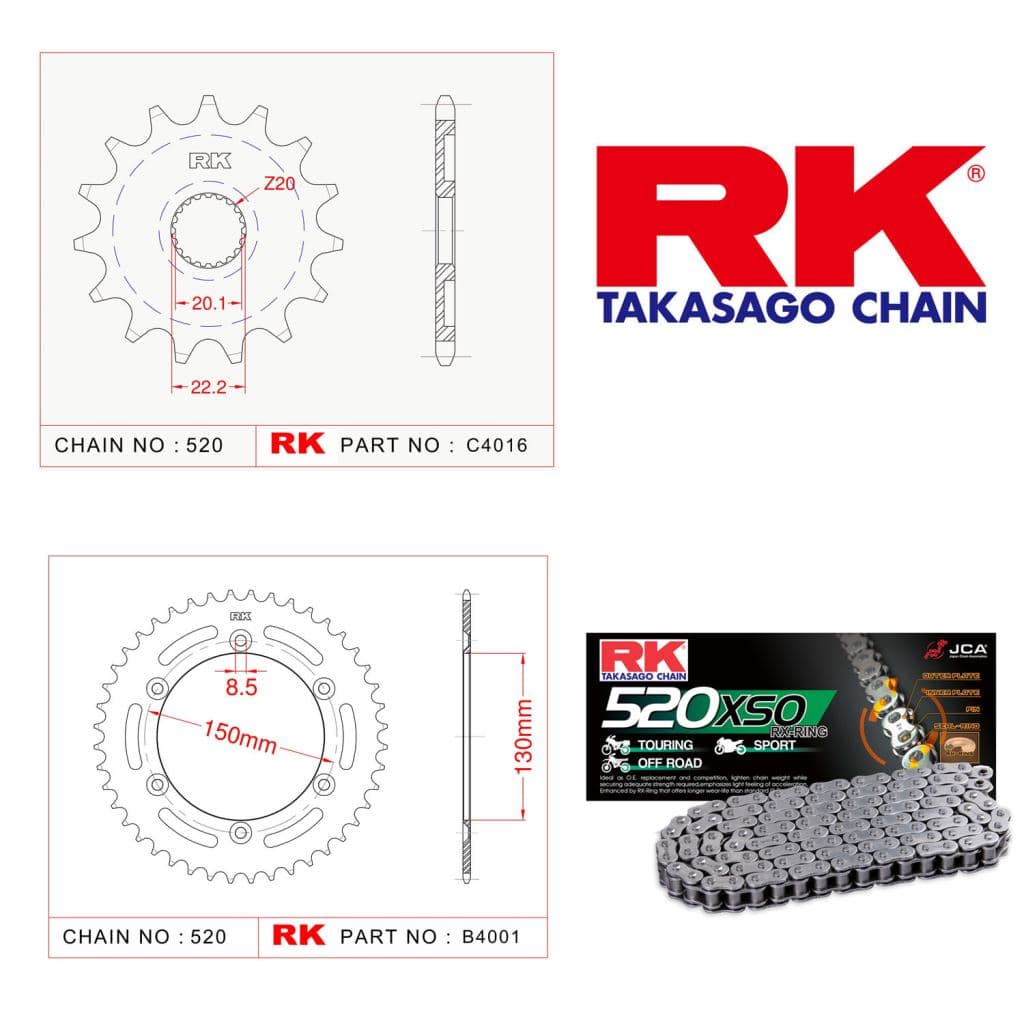 Yamaha YZ 125 Rk Off-Road Zincir Dişli Set 520 MXZ 13/48T