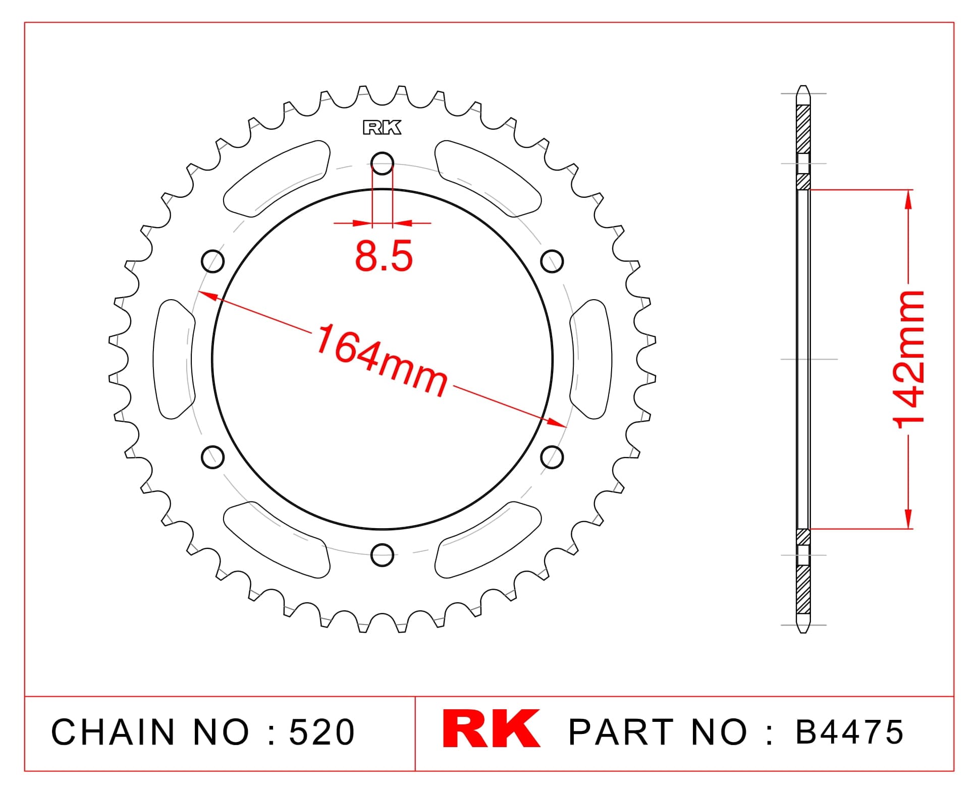 Hyosung GT 250 EFI RK Çelik Arka Dişli B4475-46