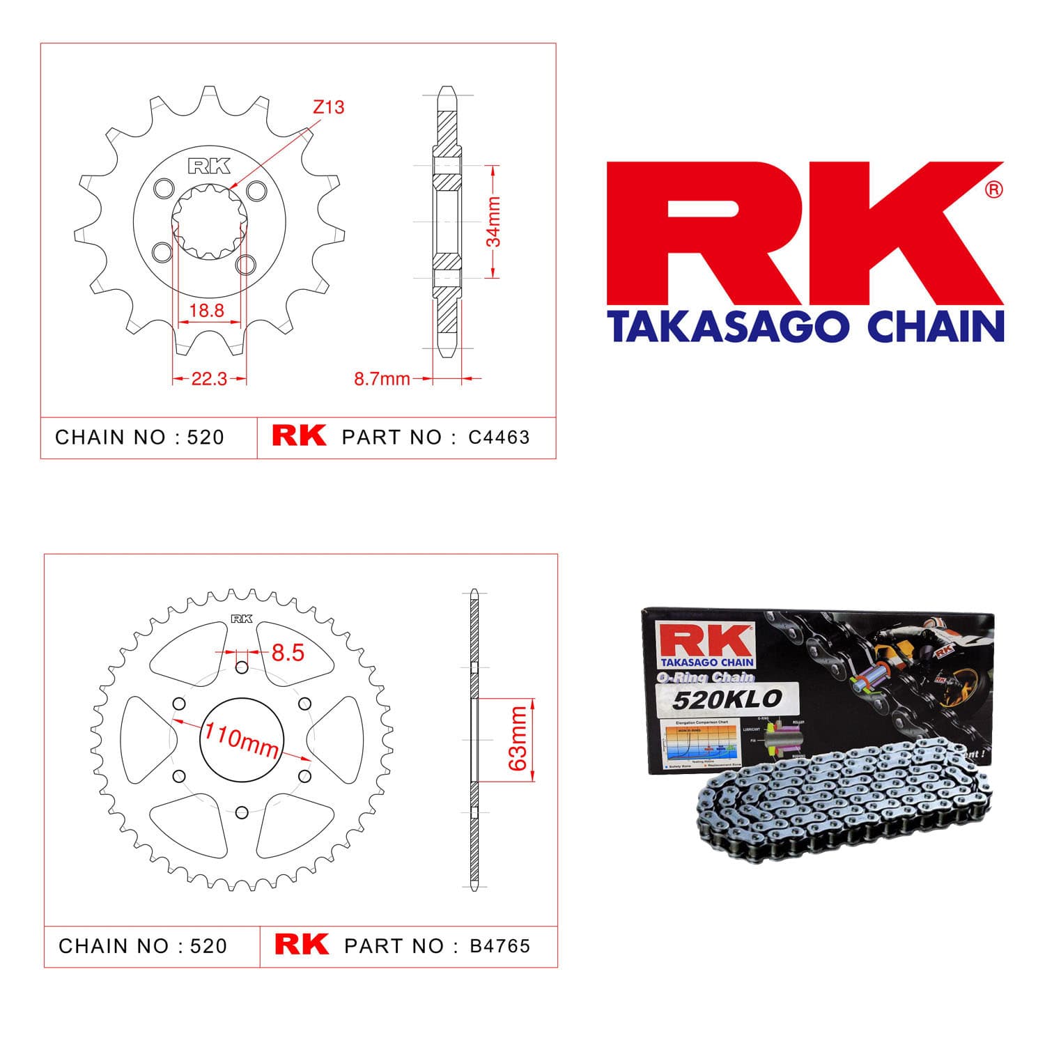 Ktm RC 390 Rk Zincir Dişli Set 520 KLO O-Ring 15/45T