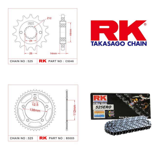 Honda VT 750 C SHADOW Rk Zincir Dişli Set 525 ERO O-Ring 17/42T