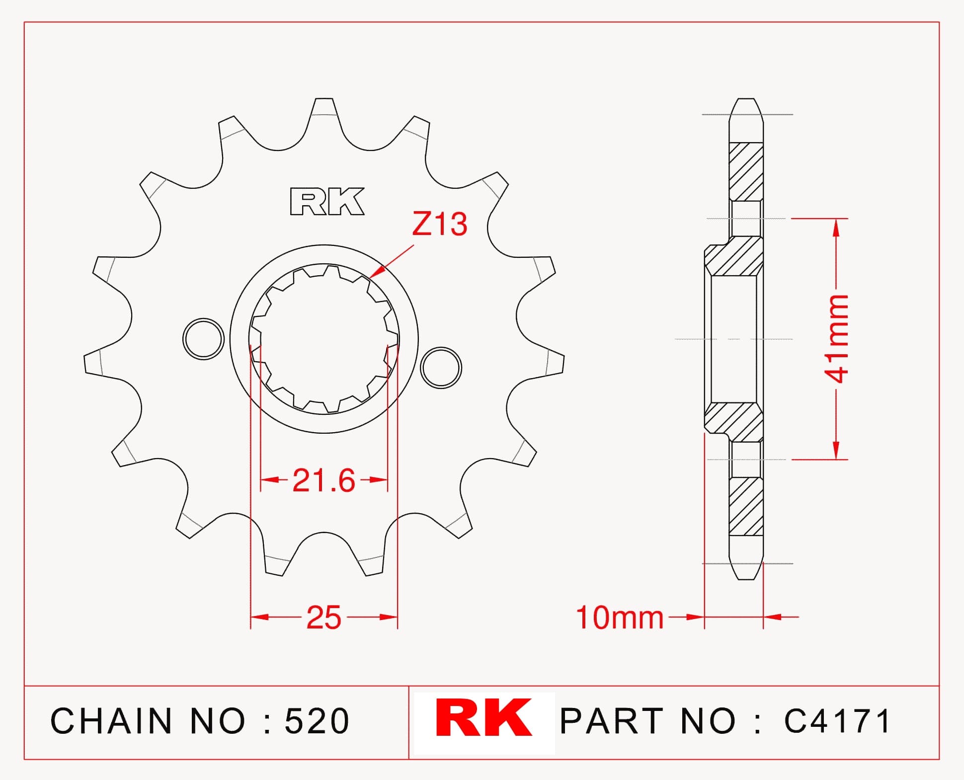 Yamaha XT 660 R RK Çelik Ön Dişli C4171-15