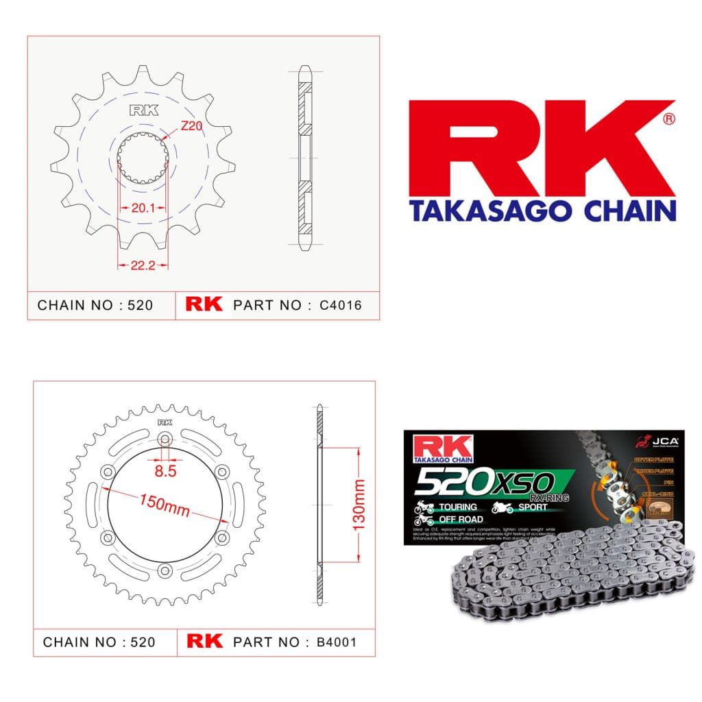 Yamaha WR 250 F Rk Off-Road Zincir Dişli Set 520 MXZ 13/52T