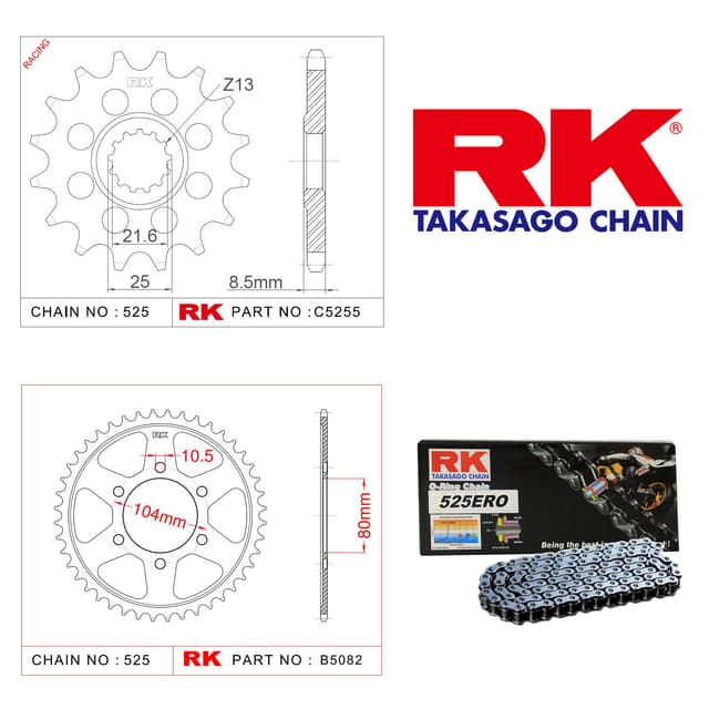 Kawasaki Z 900  Rk Zincir Dişli Set 525 ERO O-Ring 15/44T