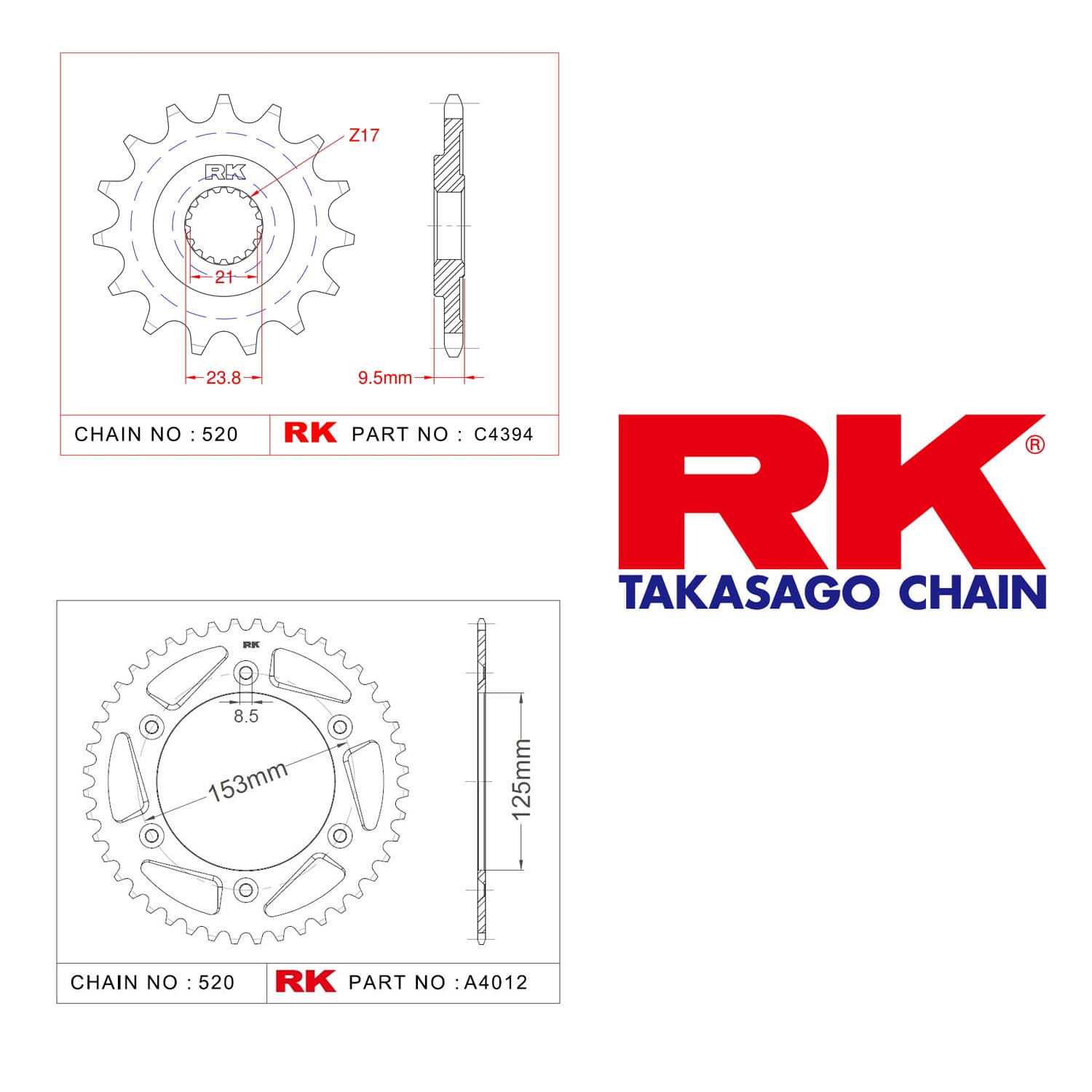Honda CRF 450 R Rk Ön Arka Dişli 520 - 13/48 T - görsel 2