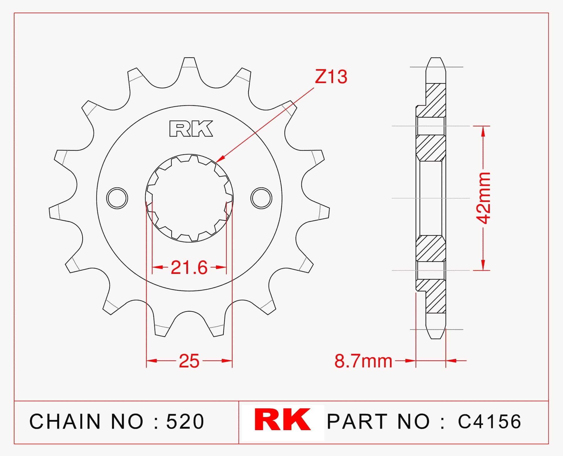Kawasaki EN 500 RK Çelik Ön Dişli C4156-16