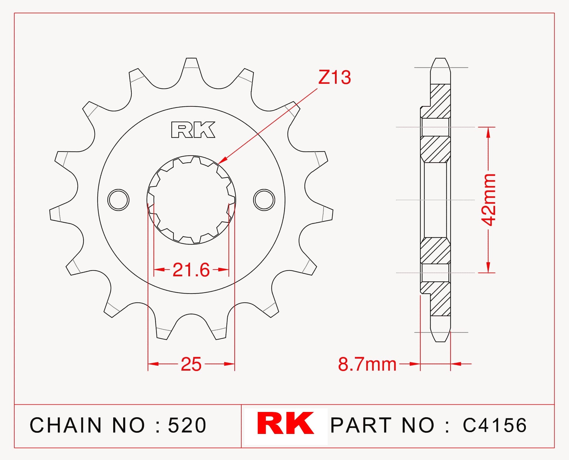 Kawasaki EN 500 RK Çelik Ön Dişli C4156-16