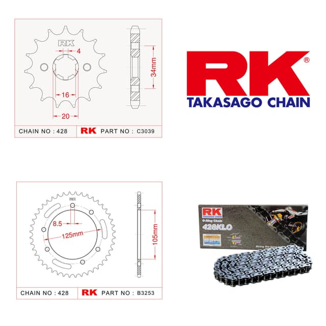 Yamaha XT 125 X Rk Zincir Dişli Set 428 KLO O-Ring 14/48T