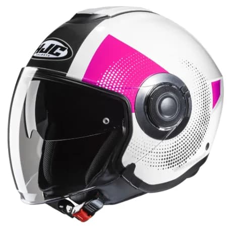 HJC İ40N Pyle MC8 Yarım Motosiklet Kaskı Beyaz Fuşya